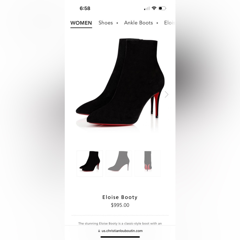 Christian Louboutin Eloise Booty 100mm Velour - Size 39